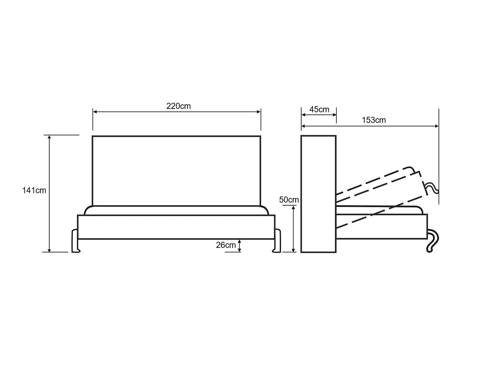 Lit escamotable 120x200 Horizontal (Profondeur standard 45 cm) Chêne Sauvage / Anthracite picture 13