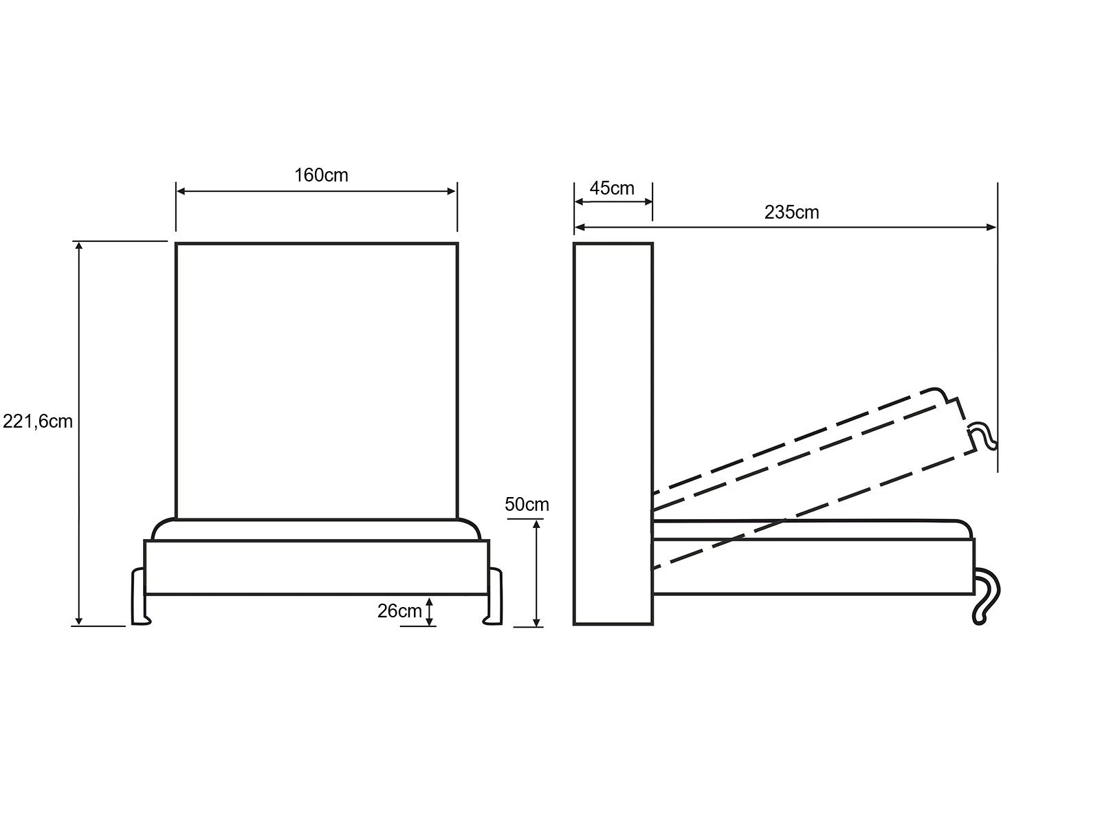 Lit escamotable 140x200 Vertical (Profondeur Standard 45 cm) Blanc / Chêne Sonoma picture 11