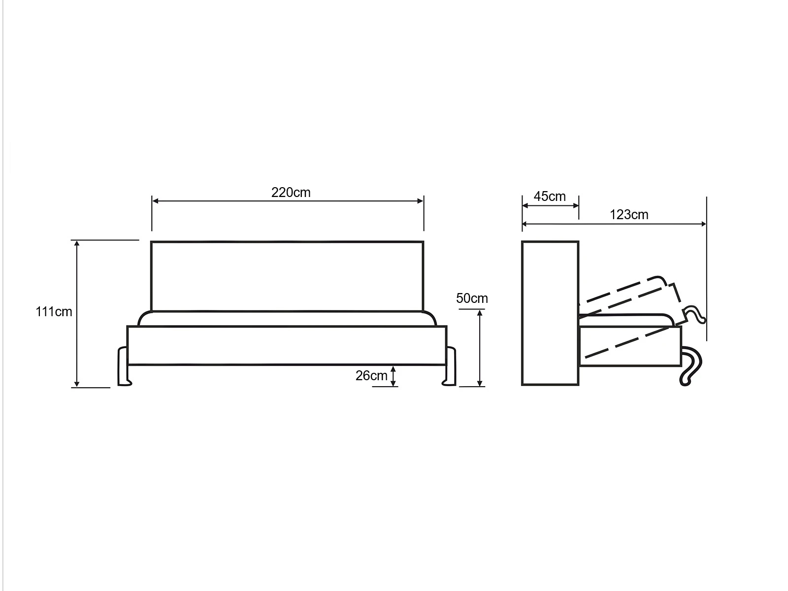 Lit escamotable 90x200 Horizontal (Profondeur standard 45 cm) Blanc / Anthracite picture 11