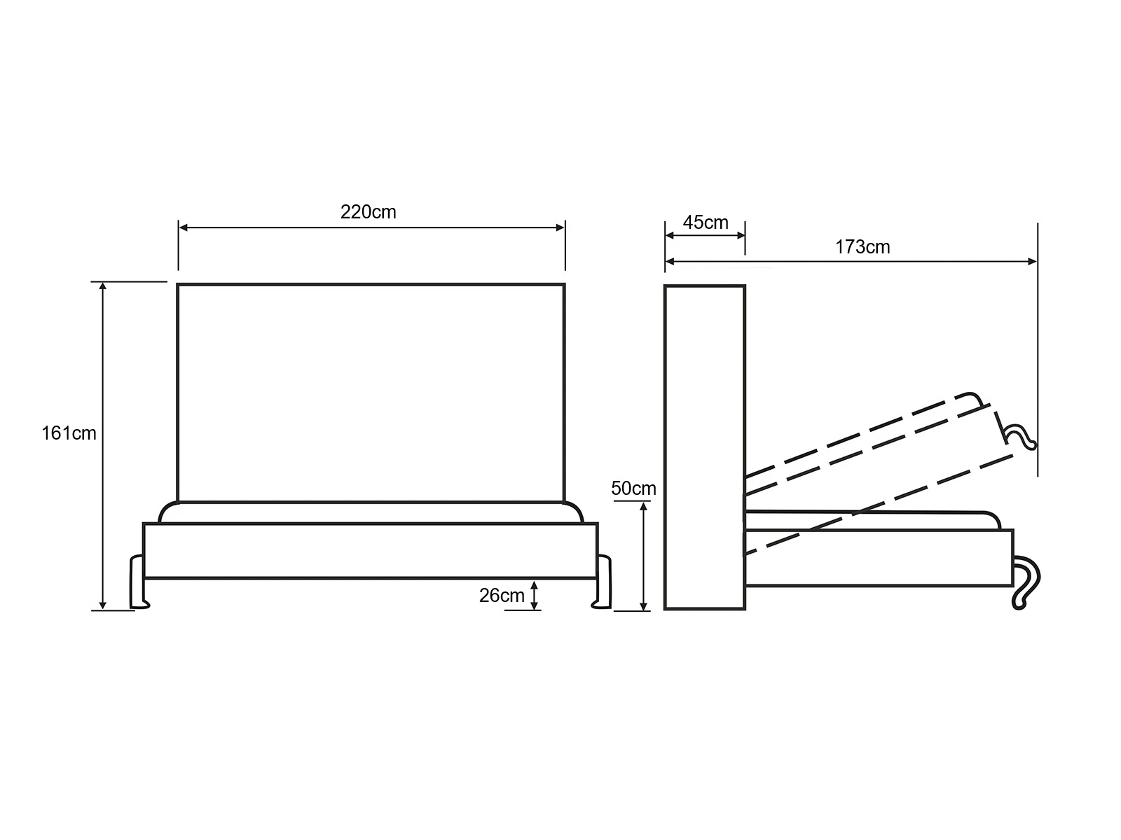 Lit escamotable 140x200 Horizontal (Profondeur Standard 45 cm) Chêne Sauvage / Blanc

 picture 11