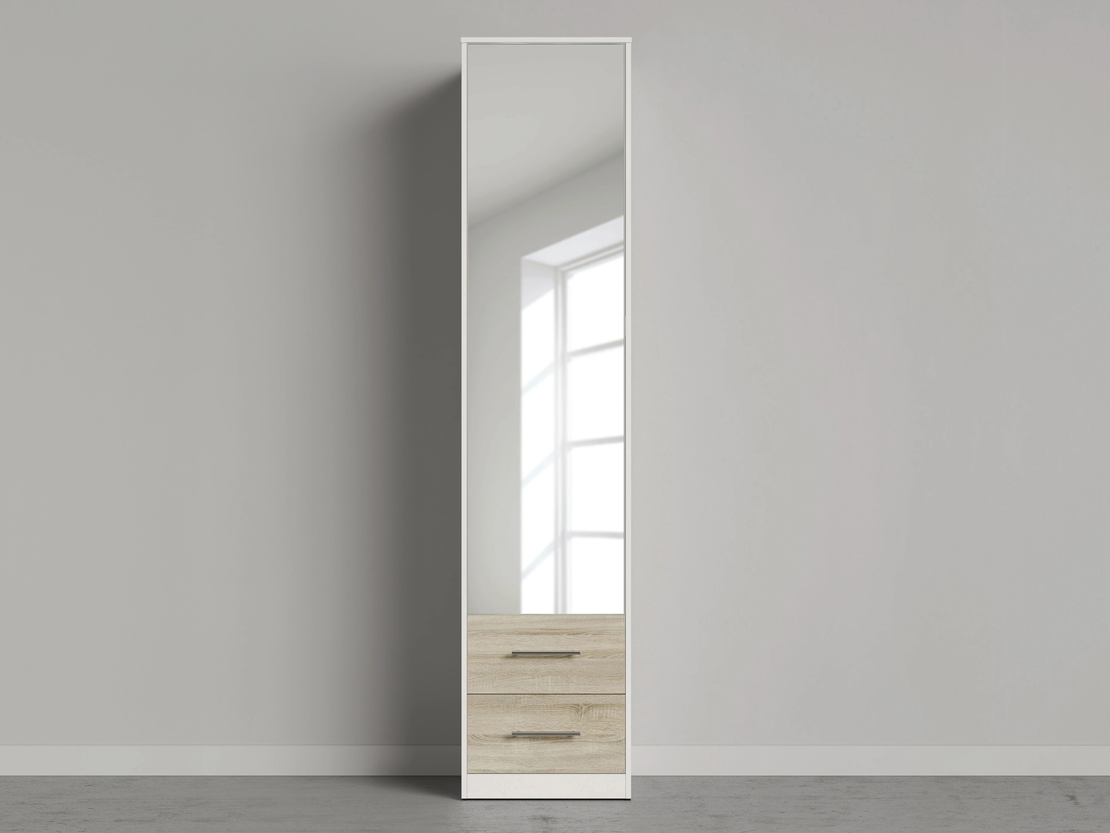 Armoire 50 cm (Profondeur standard 45 cm) Blanc / Miroir / Chêne Sonoma  picture 1