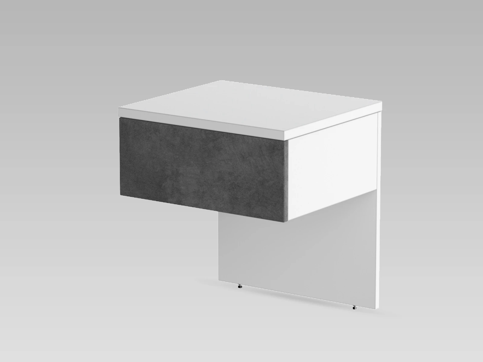 2 Commode de nuit (40 cm de profondeur) Blanc / Anthracite Tissu