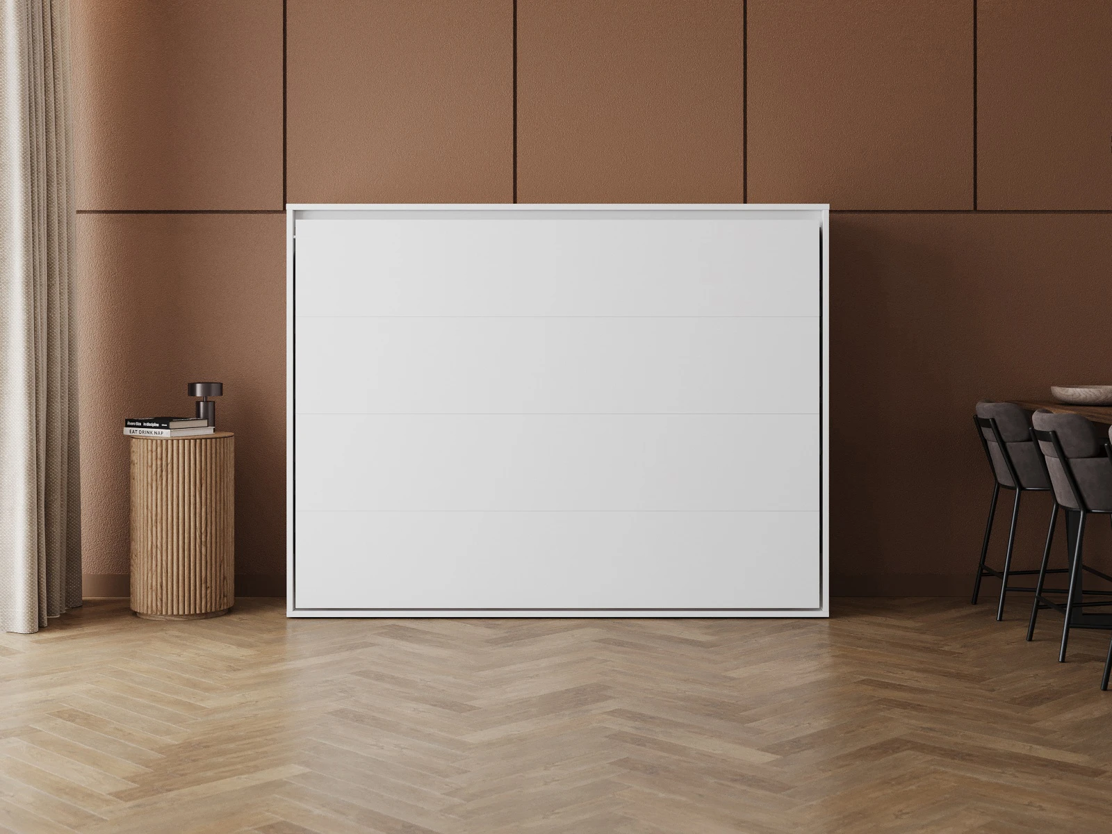 Lit escamotable 140x200 Horizontal (M2 55cm profondeur) Blanc  picture 13