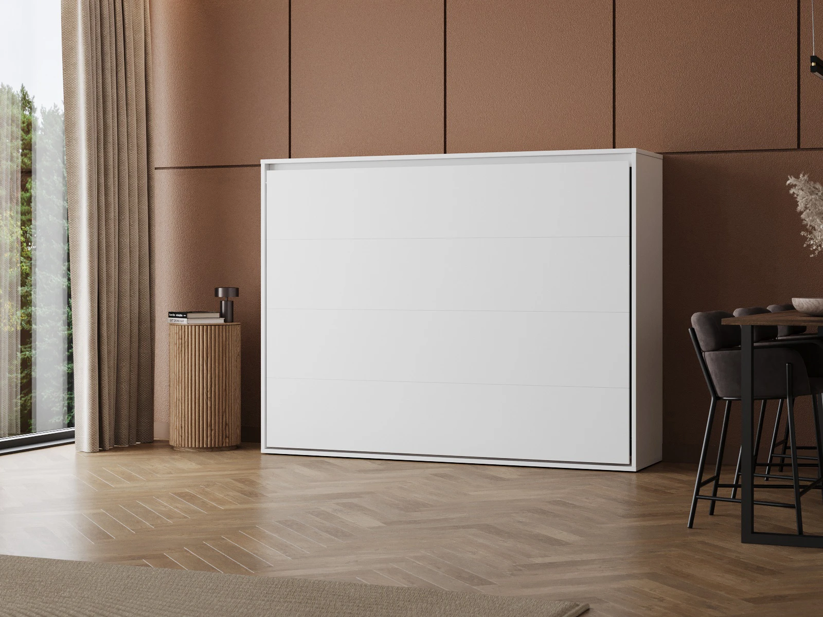 1 Lit escamotable 140x200 Horizontal (M2 55cm profondeur) Blanc 