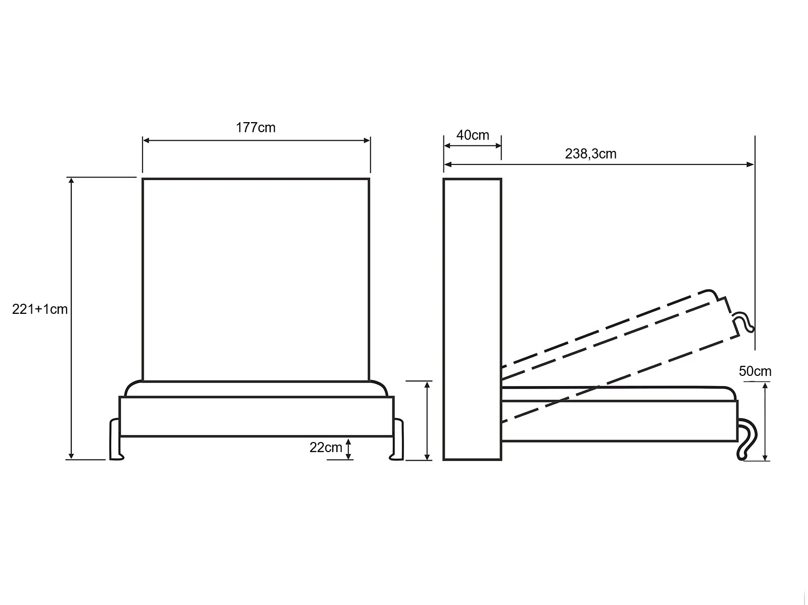 Lit escamotable 160x200 Vertical (M1) Blanc / Miroir picture 12