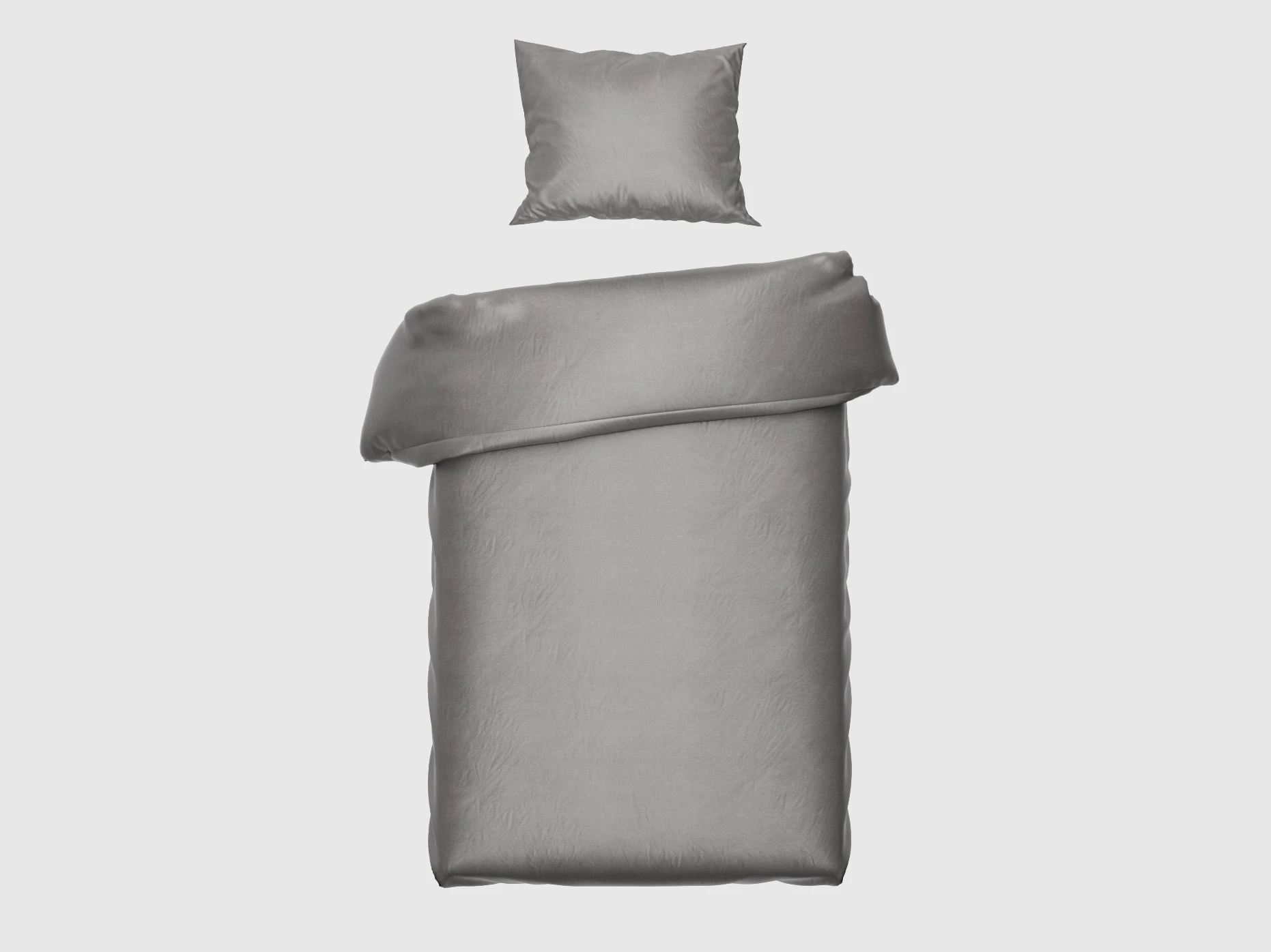 1 Draps de lit en satin 155x220 cm gris argenté (2 pièces) avec fermeture éclair 