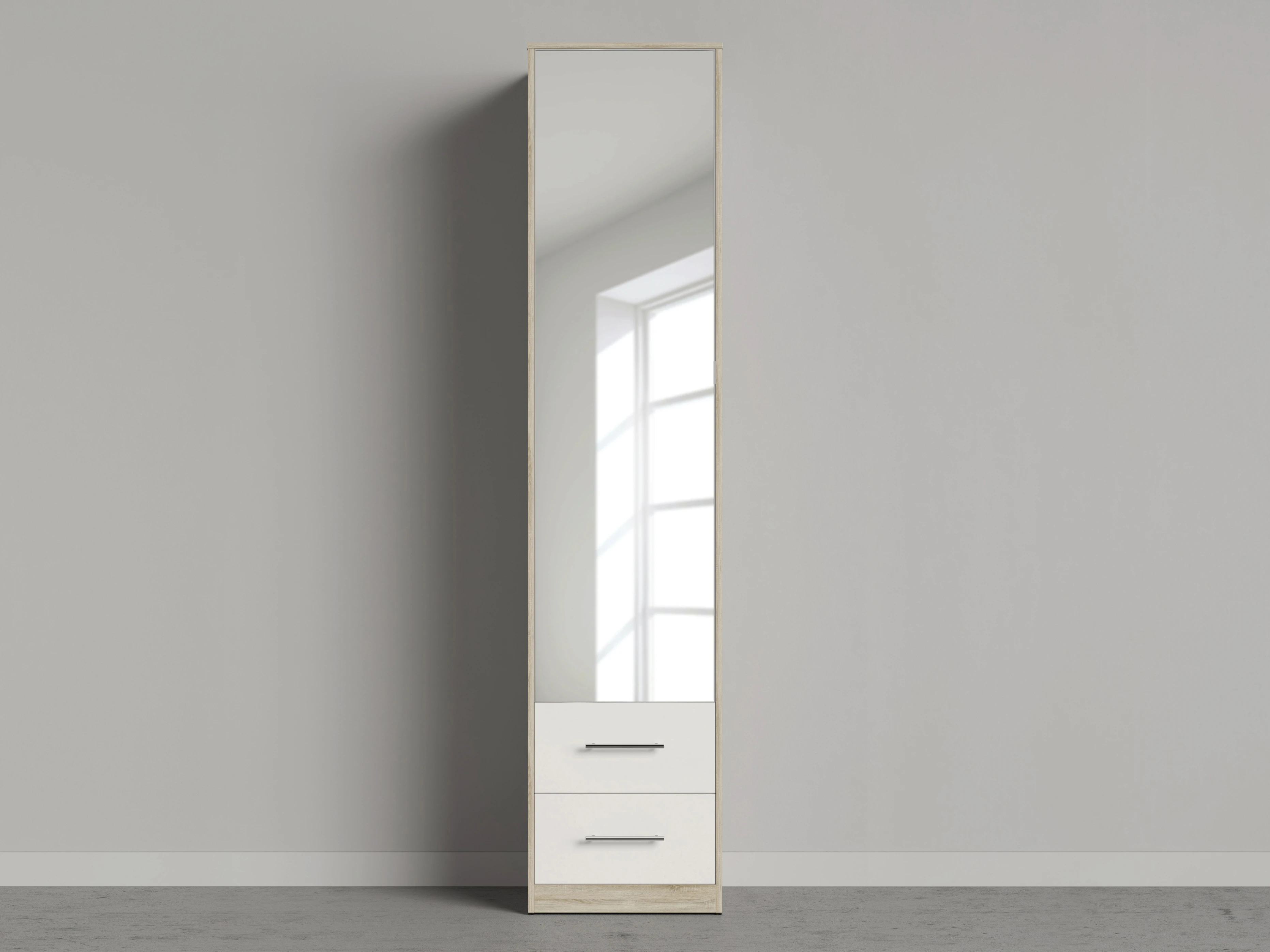 Armoire 50 cm (profondeur standard 45 cm) Chêne Sonoma / Miroir / Blanc picture 1