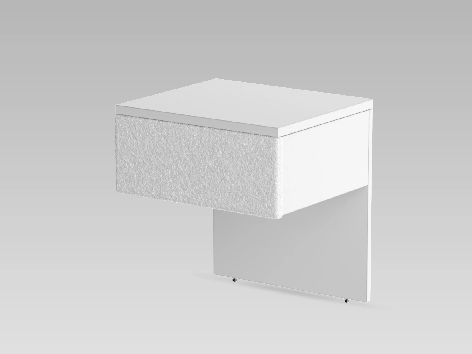 2 Commode de nuit (40 cm de profondeur) Blanc / Blanc Tissu